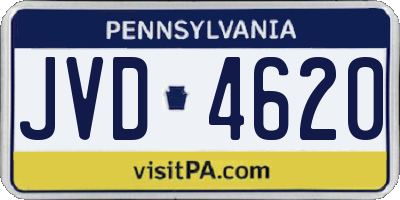 PA license plate JVD4620