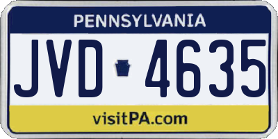 PA license plate JVD4635