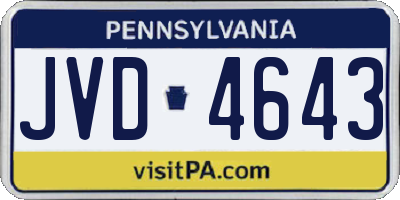 PA license plate JVD4643