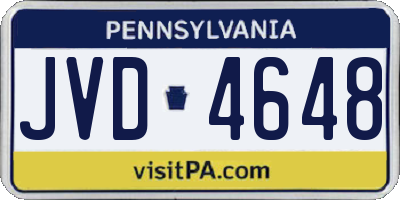 PA license plate JVD4648
