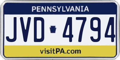 PA license plate JVD4794