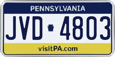 PA license plate JVD4803