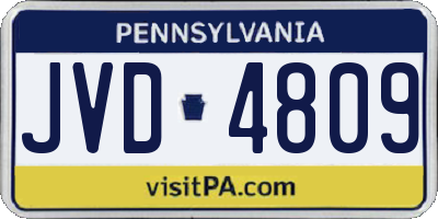 PA license plate JVD4809