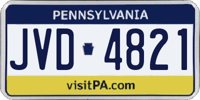 PA license plate JVD4821