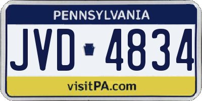 PA license plate JVD4834