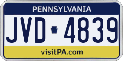 PA license plate JVD4839