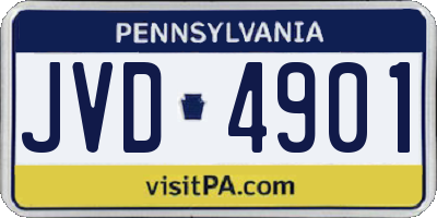 PA license plate JVD4901
