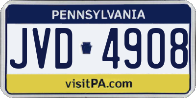 PA license plate JVD4908