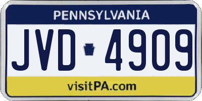 PA license plate JVD4909