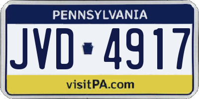 PA license plate JVD4917