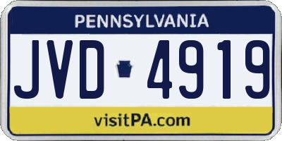 PA license plate JVD4919