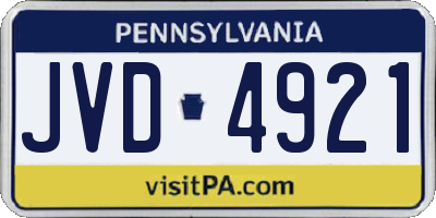 PA license plate JVD4921
