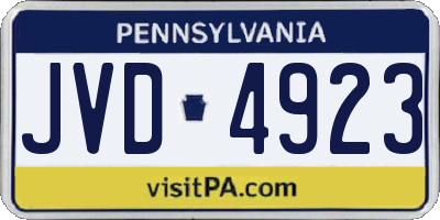 PA license plate JVD4923