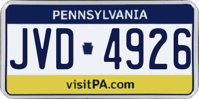 PA license plate JVD4926