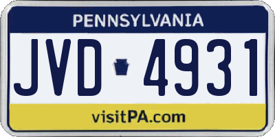 PA license plate JVD4931