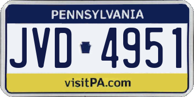 PA license plate JVD4951