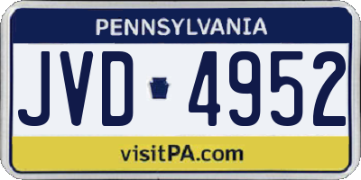 PA license plate JVD4952