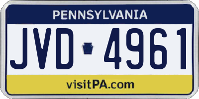 PA license plate JVD4961
