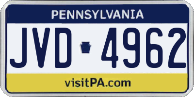PA license plate JVD4962