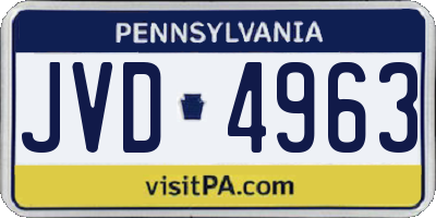 PA license plate JVD4963