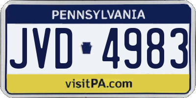 PA license plate JVD4983