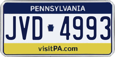 PA license plate JVD4993