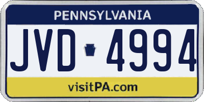 PA license plate JVD4994