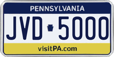 PA license plate JVD5000