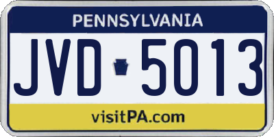 PA license plate JVD5013