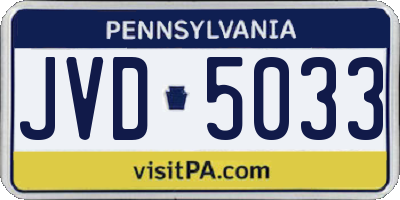 PA license plate JVD5033