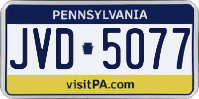 PA license plate JVD5077