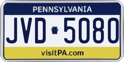PA license plate JVD5080