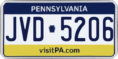 PA license plate JVD5206
