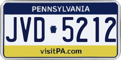 PA license plate JVD5212