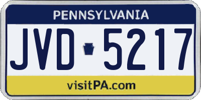 PA license plate JVD5217