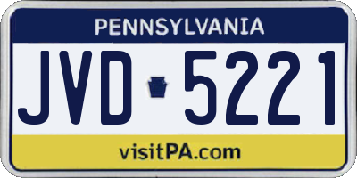 PA license plate JVD5221