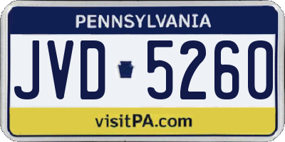 PA license plate JVD5260