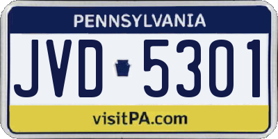 PA license plate JVD5301