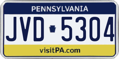 PA license plate JVD5304