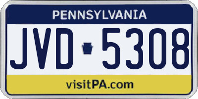 PA license plate JVD5308