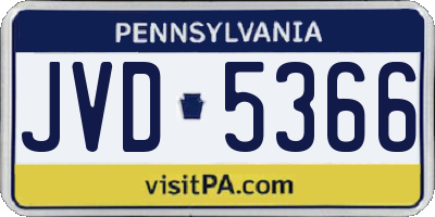 PA license plate JVD5366