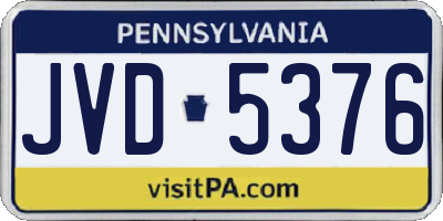 PA license plate JVD5376