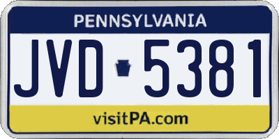 PA license plate JVD5381