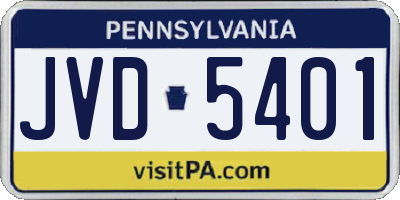 PA license plate JVD5401