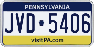 PA license plate JVD5406
