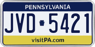 PA license plate JVD5421
