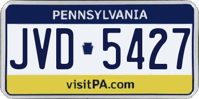 PA license plate JVD5427