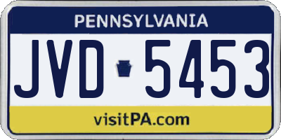 PA license plate JVD5453