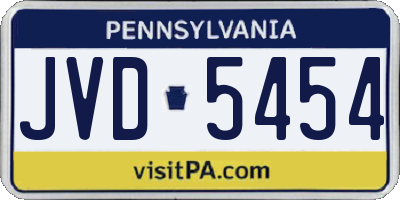 PA license plate JVD5454