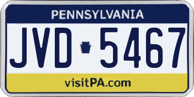 PA license plate JVD5467